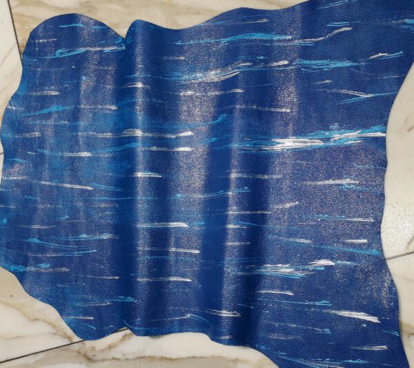 1x Lederhaut (EO-1446), saphirblau, 0,8mm, handbemalt – Bild 2