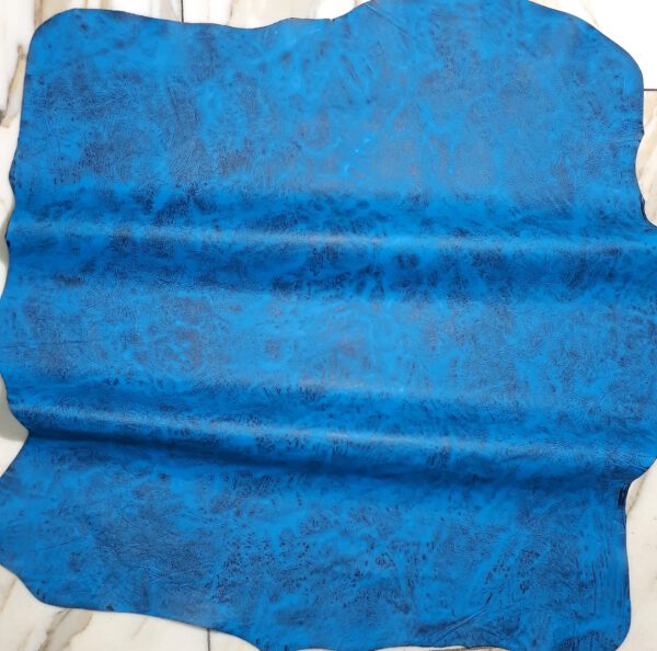1x Lederhaut (SC-1444), seeblau, 0,8mm, handbemalt – Bild 2