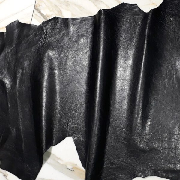 1x Lederhaut (LO-1471), anthrazitschwarz, 0,7mm, nappa