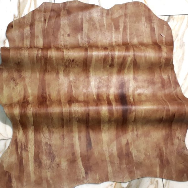 1x Lederhaut (ZO-1564), tabakbraun & naturbeige, 1,0mm, nappa handbemalt