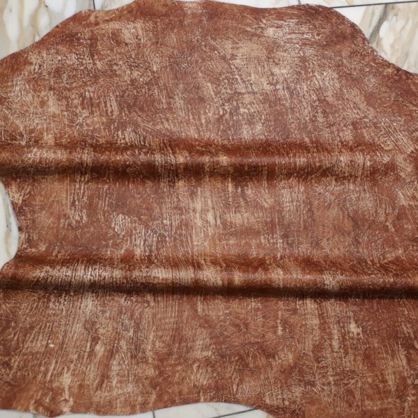 1x Lederhaut (FO-1603), antikbraun, 0,4mm, nappa handbemalt