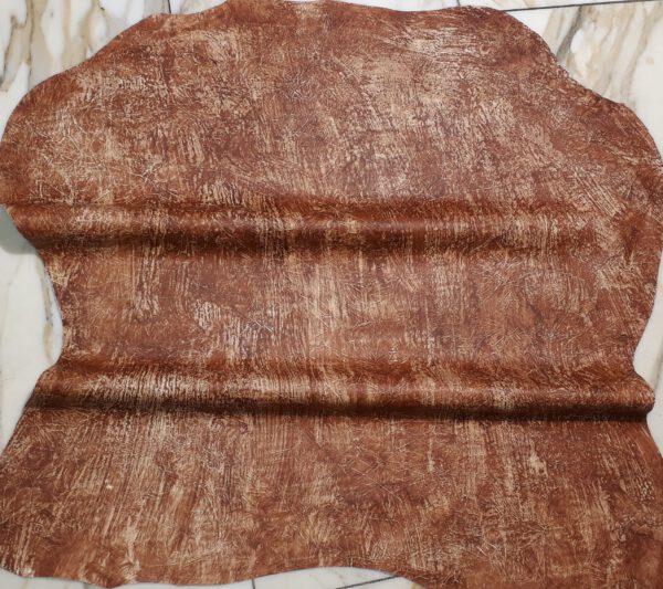 1x Lederhaut (FO-1603), antikbraun, 0,4mm, nappa handbemalt