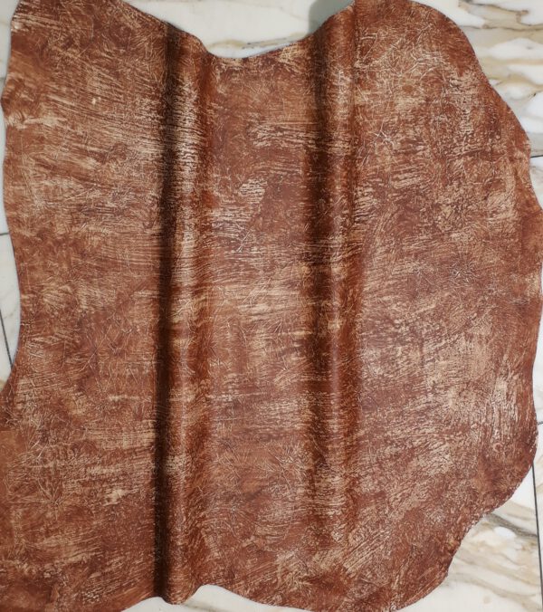 1x Lederhaut (FO-1603), antikbraun, 0,4mm, nappa handbemalt – Bild 2