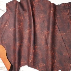 1x Lederhaut (FO-1606), rostbraun & anthrazitschwarz, 0,6mm, nappa bedruckt