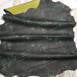 1x Lederhaut (FO-1608), smaragdgrün & anthrazitschwarz, 0,7mm, nappa bedruckt