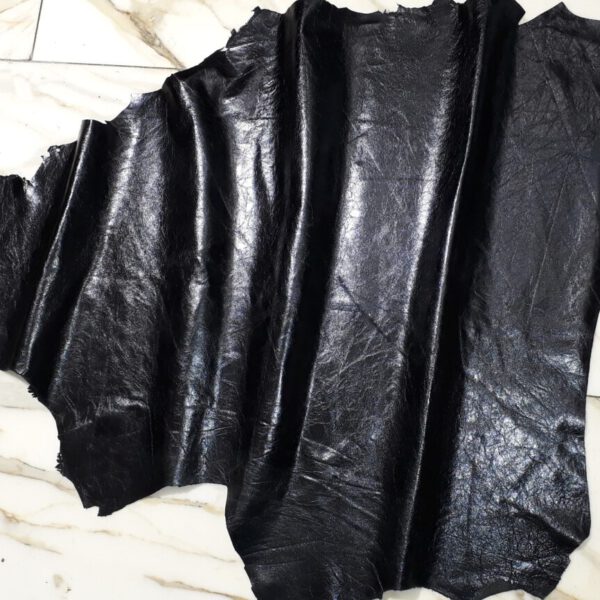 1x Lederhaut (AO-1714), anthrazitschwarz, 0,5mm, nappa metallic